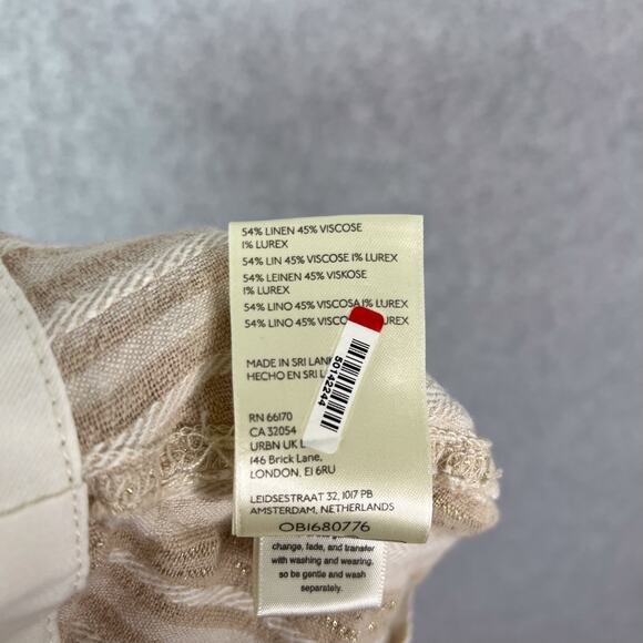 Anthropologie Beige Striped Linen Blend Cargo Wide Leg Pants Size 27 - Picture 9 of 9